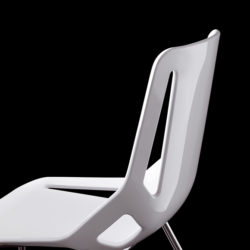 CB Chair by Caimi Brevetti (chair and stool program). It is characterized by the thickness of its shell, made in HiRek® variable density composite technopolymer.